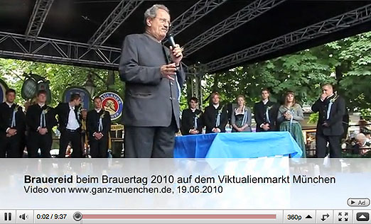 Video: Münchner Brauertag 2010, Brauereid auf das Reinheitsgebot und Geheimhaltungseid zum Oktoberfest Jubiläumsbier 2010 (Video: MartiN Schmitz)